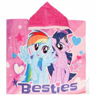 My little pony badcape/poncho roze capuchon kinderen