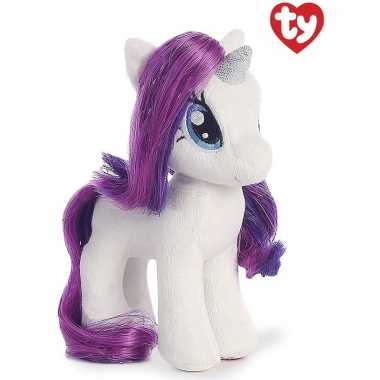 Pluche ty beanie my little pony knuffel rarity wit/paars speelgoed
