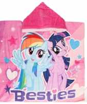 My little pony badcape poncho roze capuchon kinderen